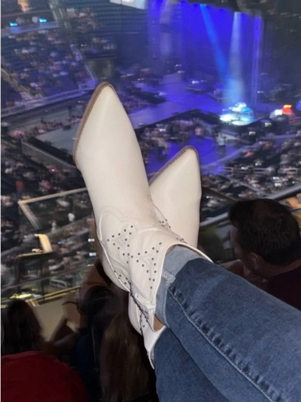 Twyla zipped Faux Leather Ivory Cowgirl Boots w/metal stud from Universal Thread